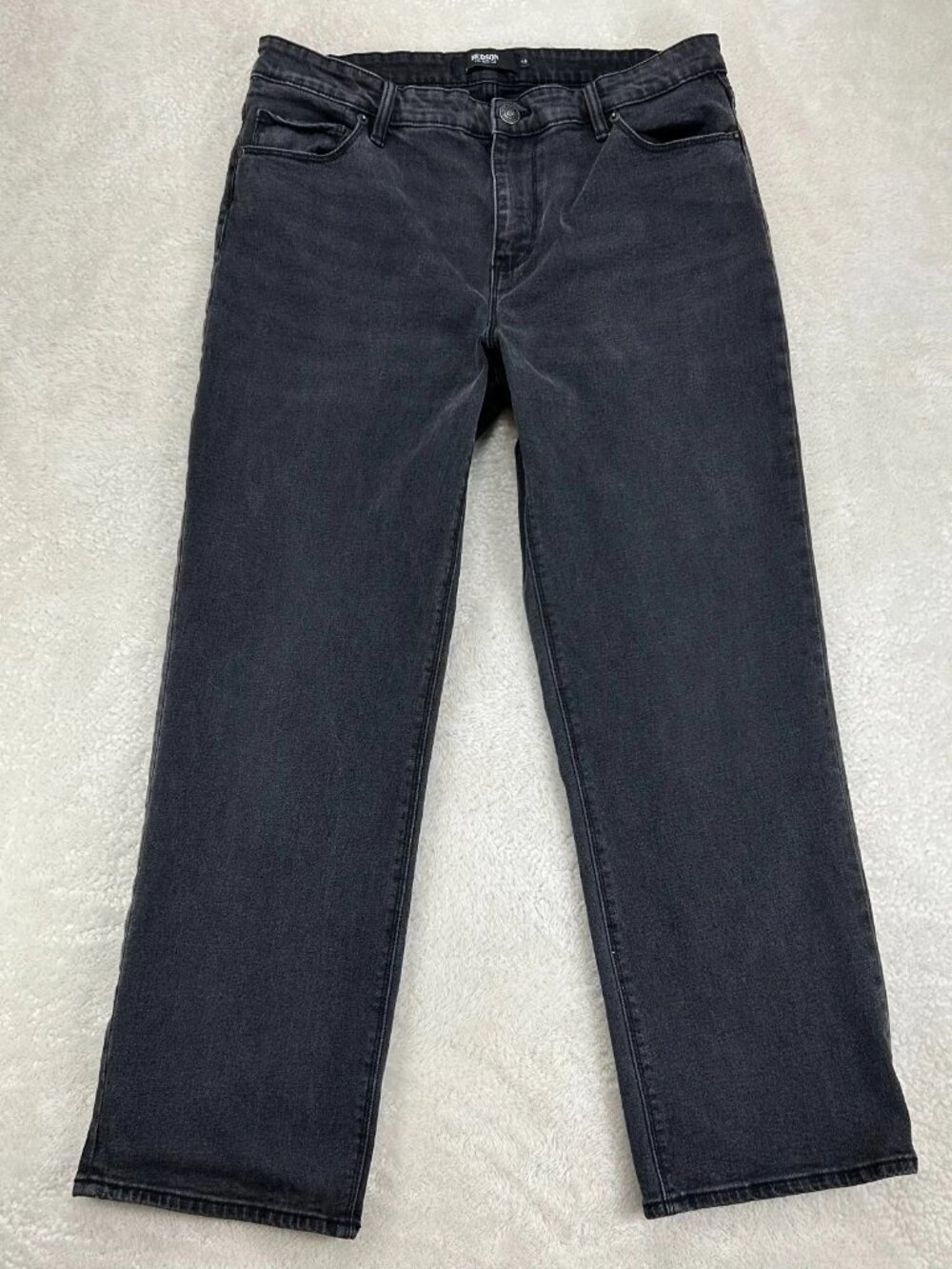 Hudson Straight Leg Jeans Womens 14 Black‎ Denim Stretch High Rise 5-Pocket